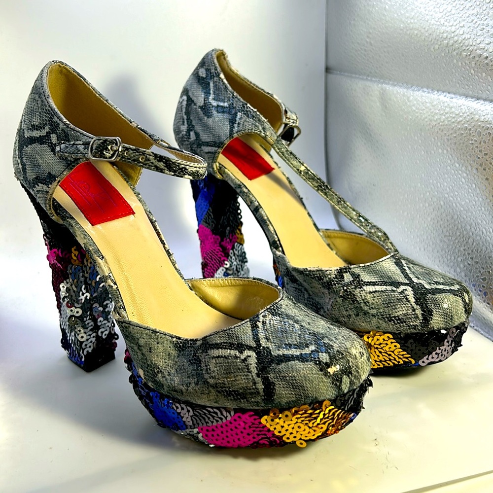 Rfh Multicolored Sequence High Heels 5” Nwot Size… - image 1